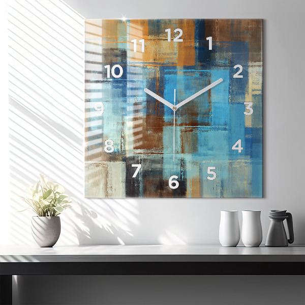Square glass wall clock Colorful background - abstract