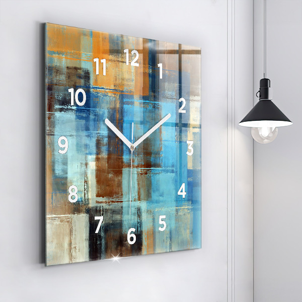 Square glass wall clock Colorful background - abstract