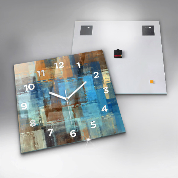 Square glass wall clock Colorful background - abstract