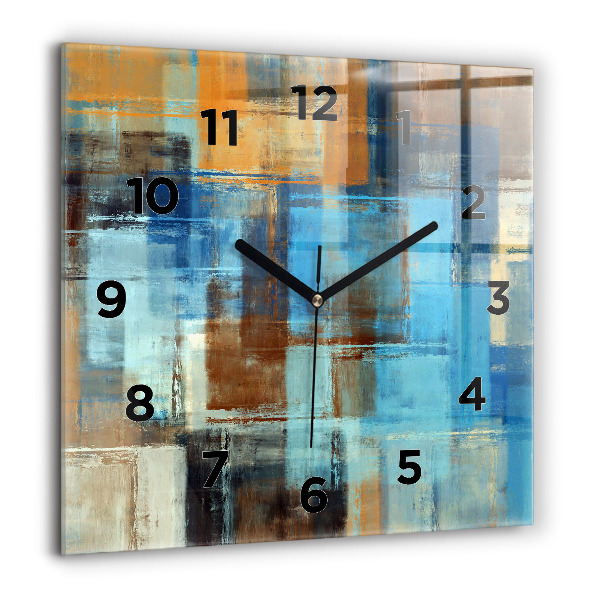 Square glass wall clock Colorful background - abstract
