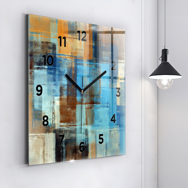 Square glass wall clock Colorful background - abstract