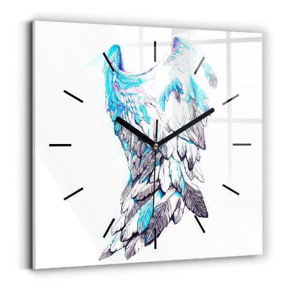 Square glass wall clock Imitation of bird wings