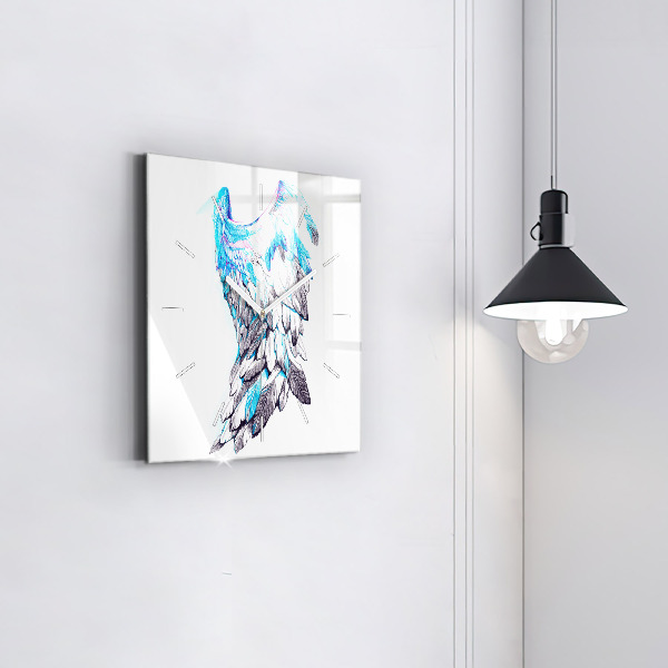 Square glass wall clock Imitation of bird wings