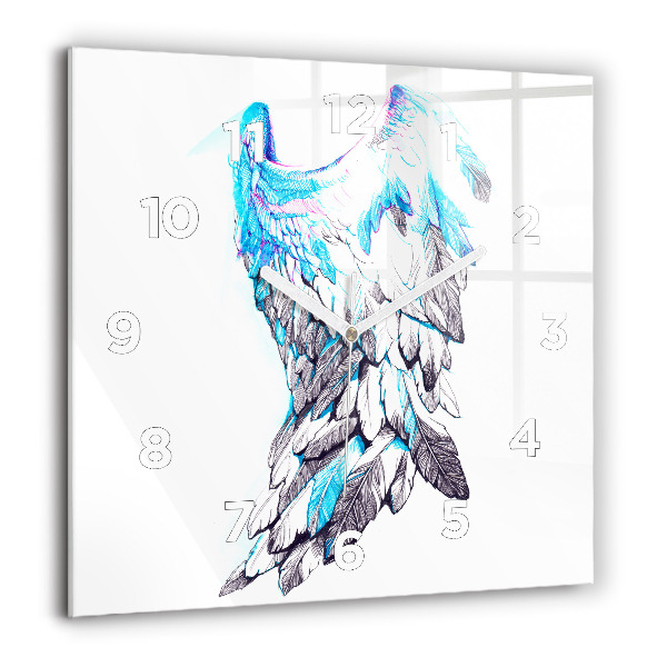 Square glass wall clock Imitation of bird wings