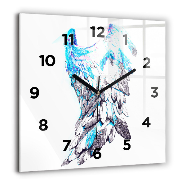 Square glass wall clock Imitation of bird wings