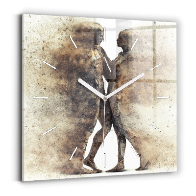 Square glass wall clock Abstract people sand