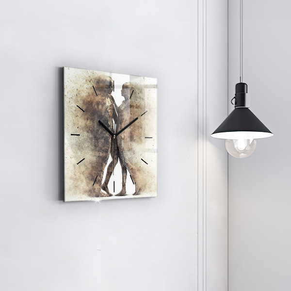 Square glass wall clock Abstract people sand