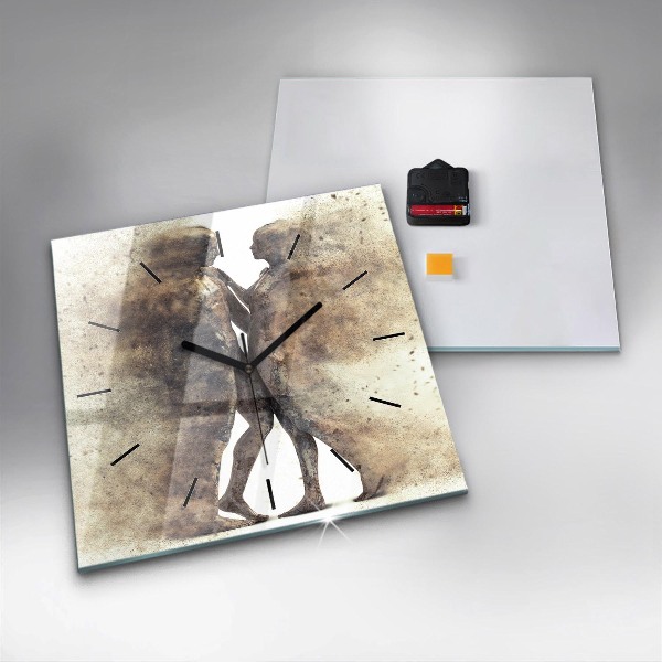Square glass wall clock Abstract people sand