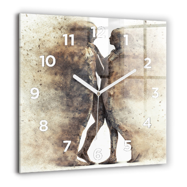 Square glass wall clock Abstract people sand