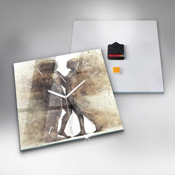 Square glass wall clock Abstract people sand