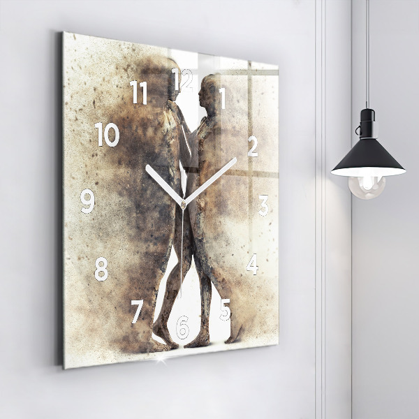 Square glass wall clock Abstract people sand