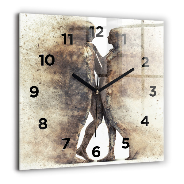 Square glass wall clock Abstract people sand