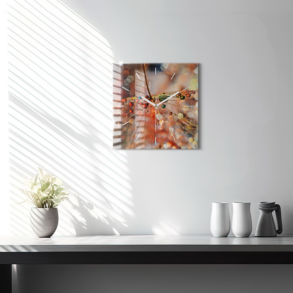 Square glass wall clock Dandelion with dew