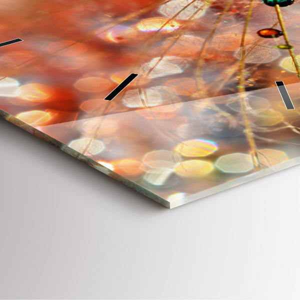 Square glass wall clock Dandelion with dew
