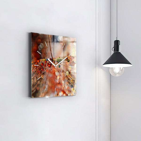 Square glass wall clock Dandelion with dew