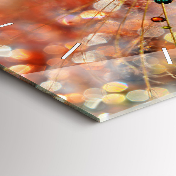 Square glass wall clock Dandelion with dew
