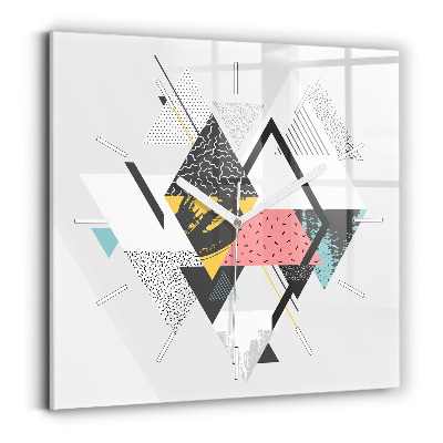 Square glass wall clock Geometric pattern