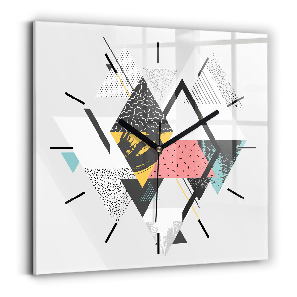 Square glass wall clock Geometric pattern