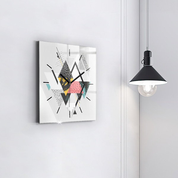 Square glass wall clock Geometric pattern