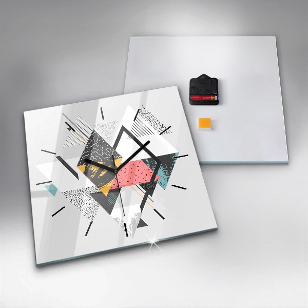 Square glass wall clock Geometric pattern