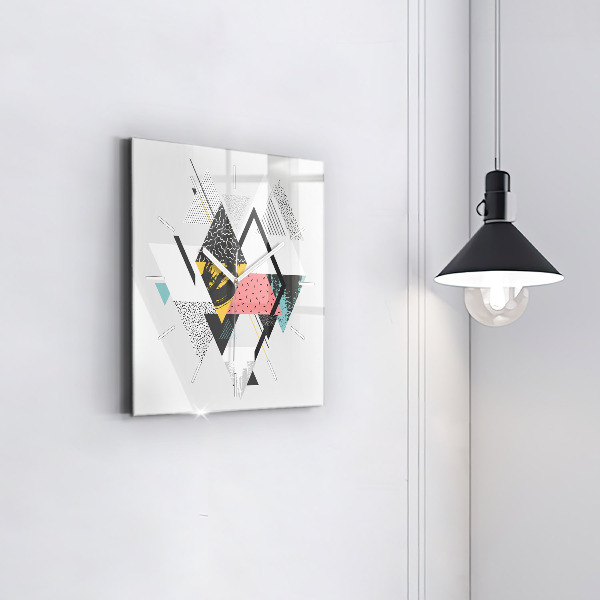 Square glass wall clock Geometric pattern