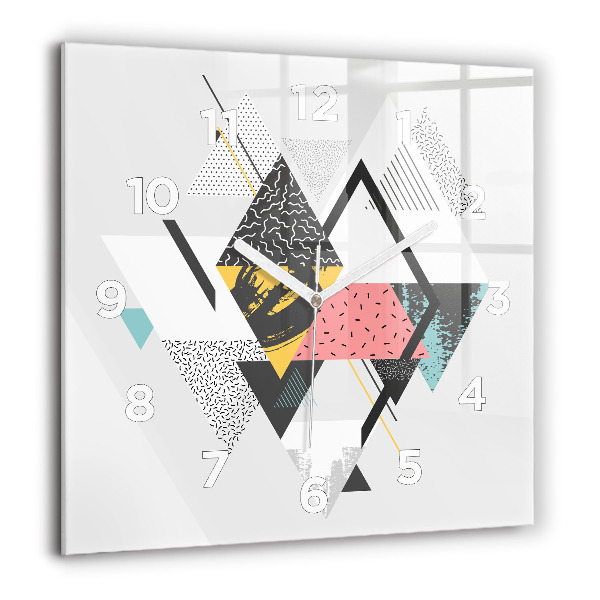 Square glass wall clock Geometric pattern