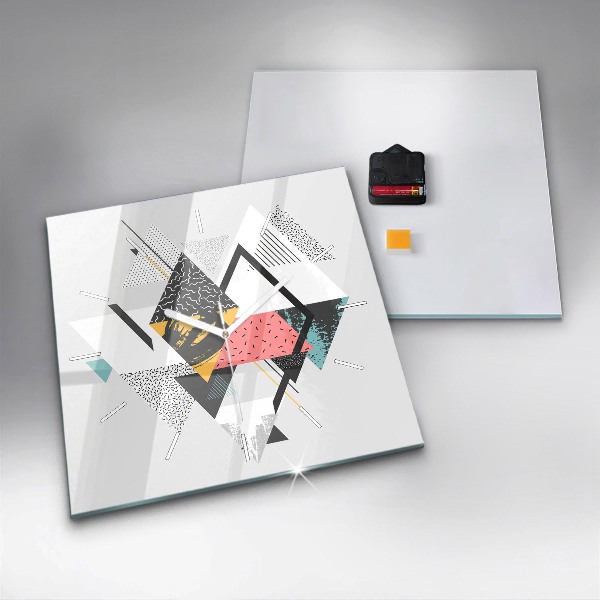 Square glass wall clock Geometric pattern