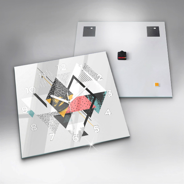 Square glass wall clock Geometric pattern