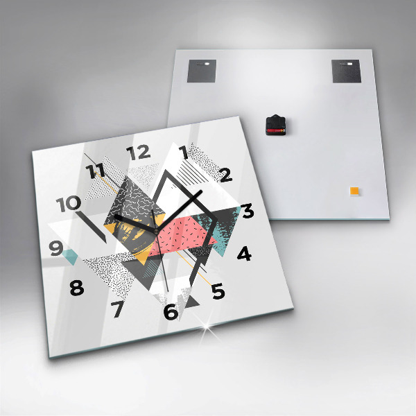 Square glass wall clock Geometric pattern