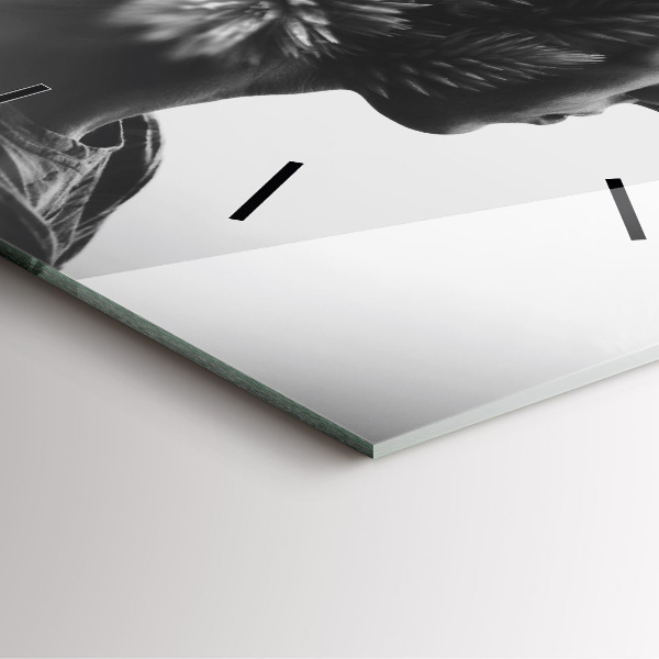 Square glass wall clock Portrait of a woman