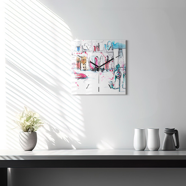 Square glass wall clock The element of femininity