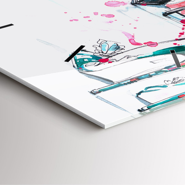 Square glass wall clock The element of femininity