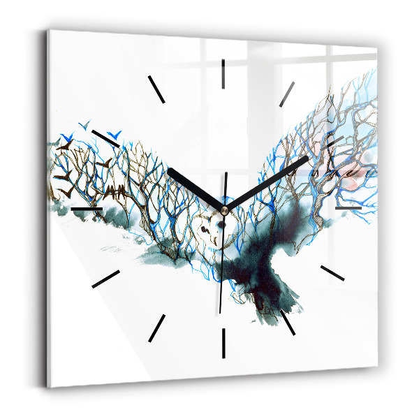 Square glass wall clock Freedom and nature of birds