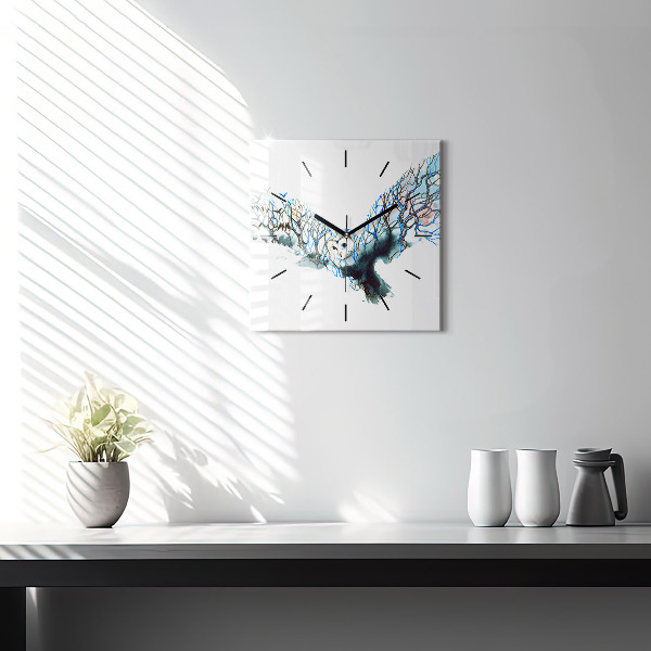 Square glass wall clock Freedom and nature of birds