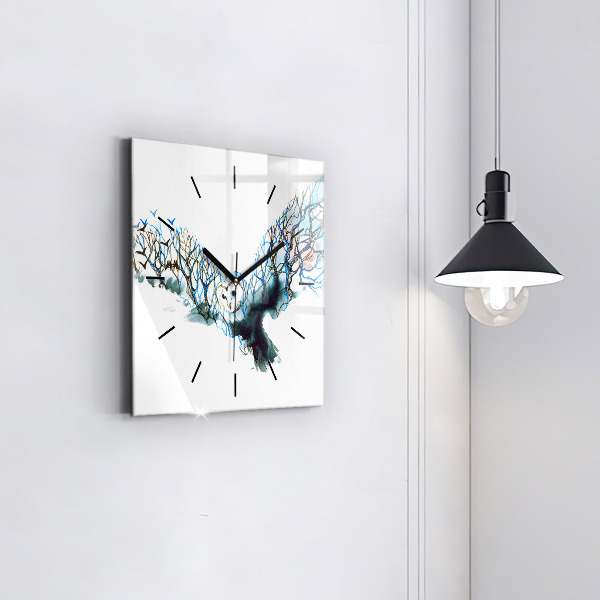 Square glass wall clock Freedom and nature of birds
