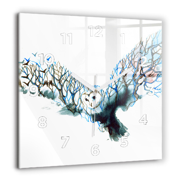Square glass wall clock Freedom and nature of birds