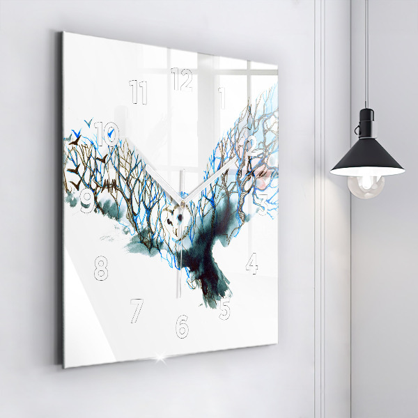 Square glass wall clock Freedom and nature of birds