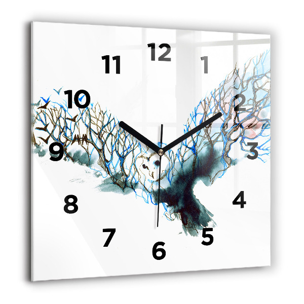 Square glass wall clock Freedom and nature of birds