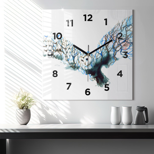 Square glass wall clock Freedom and nature of birds