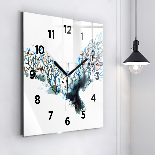 Square glass wall clock Freedom and nature of birds