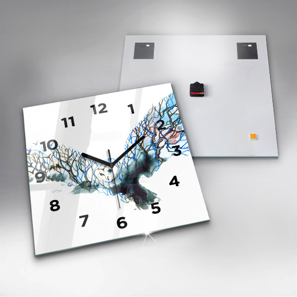 Square glass wall clock Freedom and nature of birds