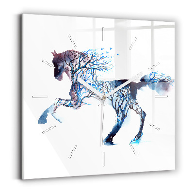 Square glass wall clock Nature of the animal