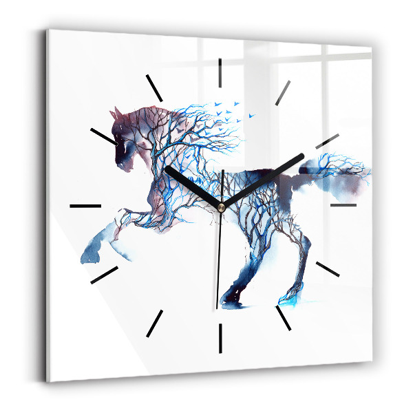 Square glass wall clock Nature of the animal