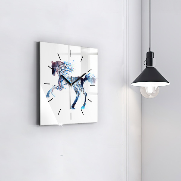 Square glass wall clock Nature of the animal