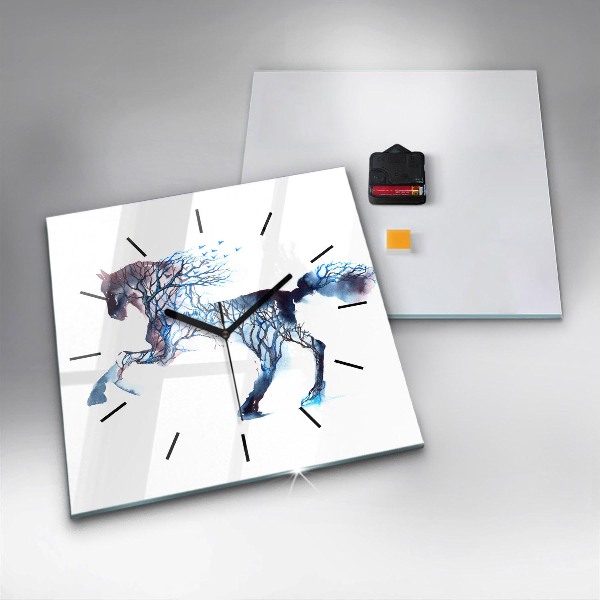 Square glass wall clock Nature of the animal