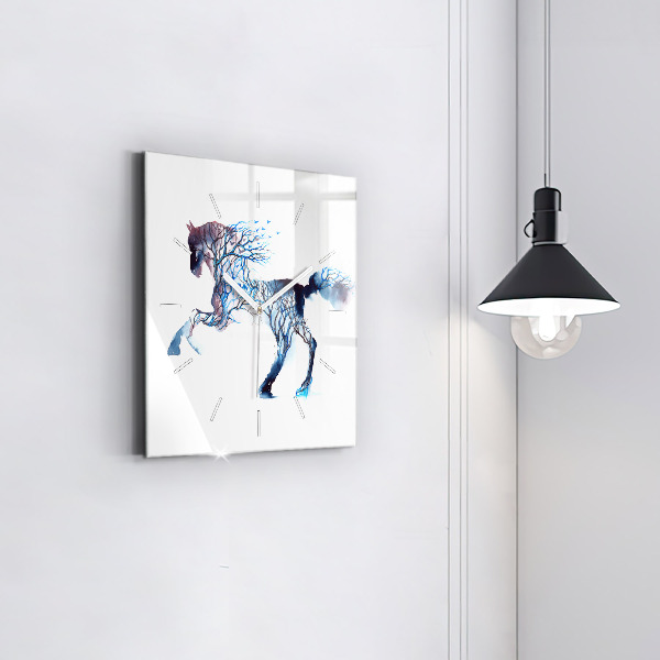 Square glass wall clock Nature of the animal
