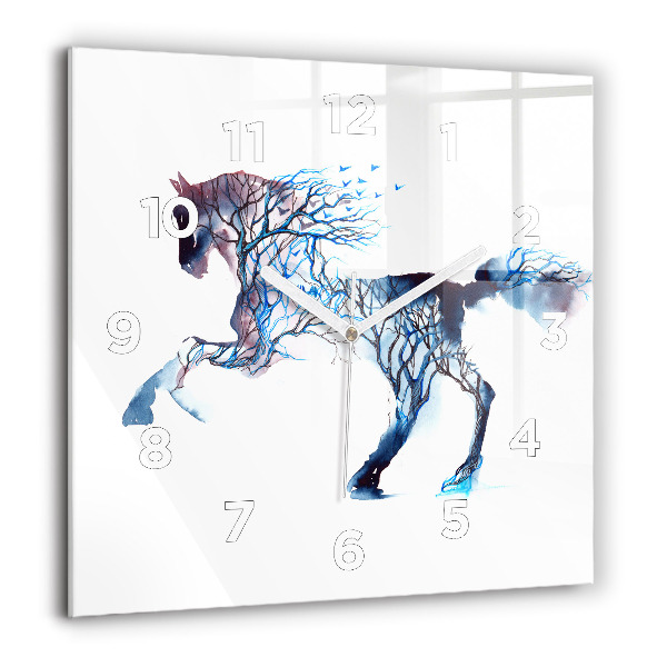 Square glass wall clock Nature of the animal