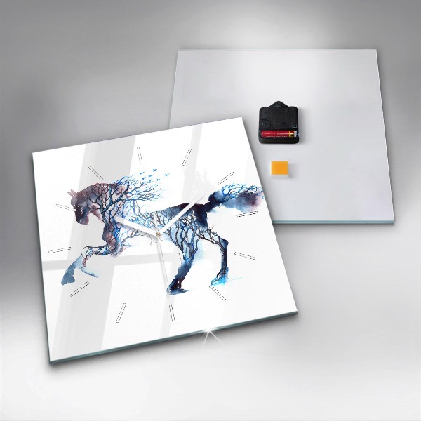 Square glass wall clock Nature of the animal