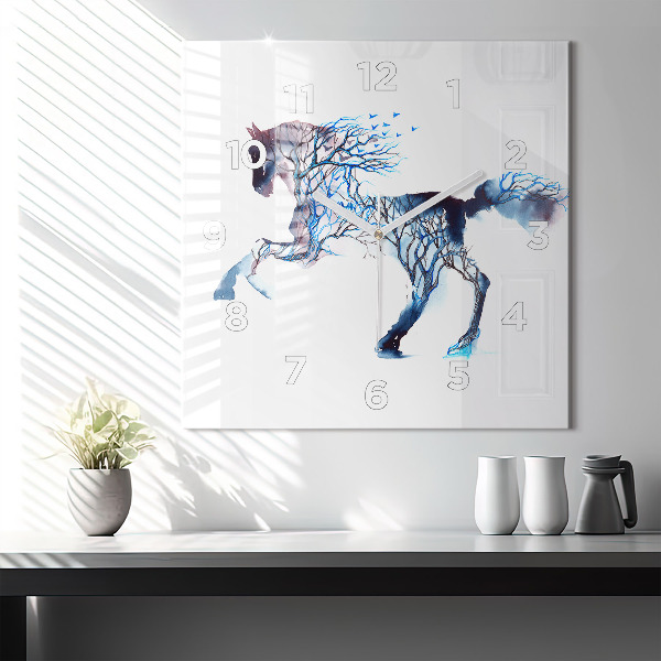 Square glass wall clock Nature of the animal