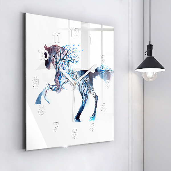 Square glass wall clock Nature of the animal